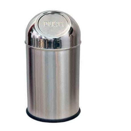 ranjo enterprises Use for Home, Office, Kitchen, and Bathroom Round Shape Stainless Steel Push Can Trash Can Paper Bin Set Of 1 (Pushcan 8X16 Inch, 10 Liter)