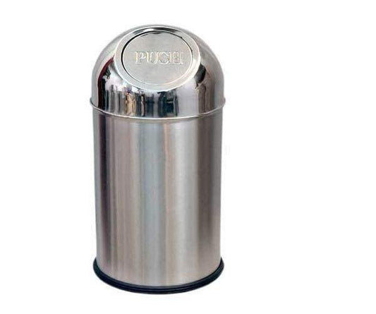 ranjo enterprises Use for Home, Office, Kitchen, and Bathroom Round Shape Stainless Steel Push Can Trash Can Paper Bin Set Of 1 (Pushcan 8X16 Inch, 10 Liter)