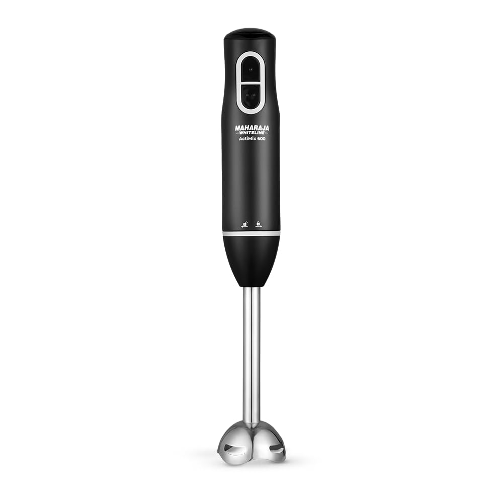 Maharaja Whiteline Actimix Hand Blender with Ergonomic Grip || Sharp Blades for Tough Blending || 2 Year Warranty, 600W (Black & Grey)