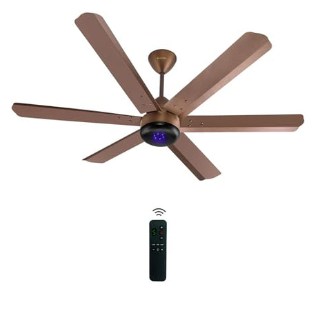 Candes Phantom Ceiling Fans for Home 1200mm | BLDC Ceiling Fan High Speed For Living Room | Remote Included | 6 Blade Ceiling Fan With Light | Rusty Brown | 3 Year Warranty