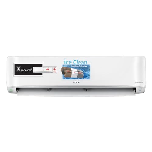 Hitachi 1 Ton Class 3 Star, ice Clean, Xpandable+, Inverter Split AC with 5 Year Comprehensive Warranty* (100% Copper, Dust Filter, 2023 Model - 3400FXL RAS.G312PCAIBFE, White)