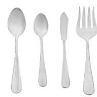 amazon basics Cutlery 65-Piece Stainless Steel Flatware Silverware Set with Round Edge, Service for 12