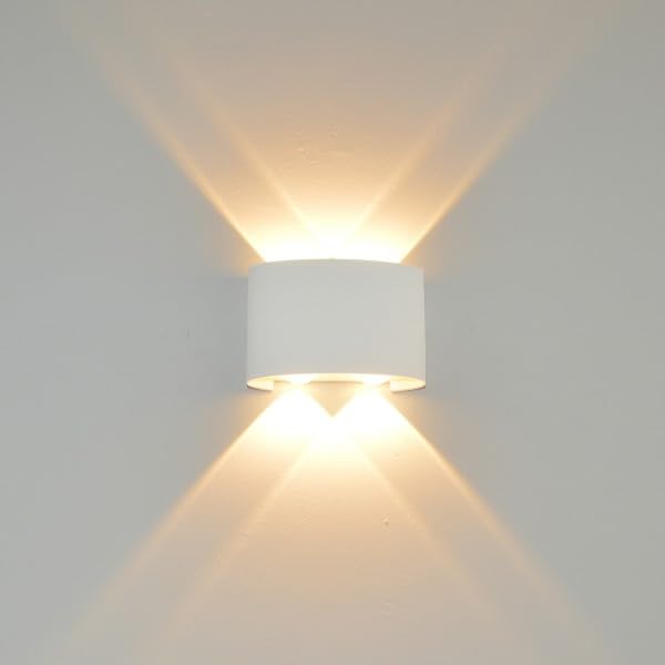 FILLISKA LED Indoor UP Down Wall Light, Warm White Colour with Shockproof White Body. (2+2)(Aluminium)