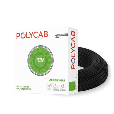 Polycab Maxima plus 90m, 1sqmm. •Heat Resistant •Eco Friendly • PVC Insulated Copper Cable •Energy Saving •Flame Retardant •99.97% Electrolytic Grade Copper •Low Smoke【Black】