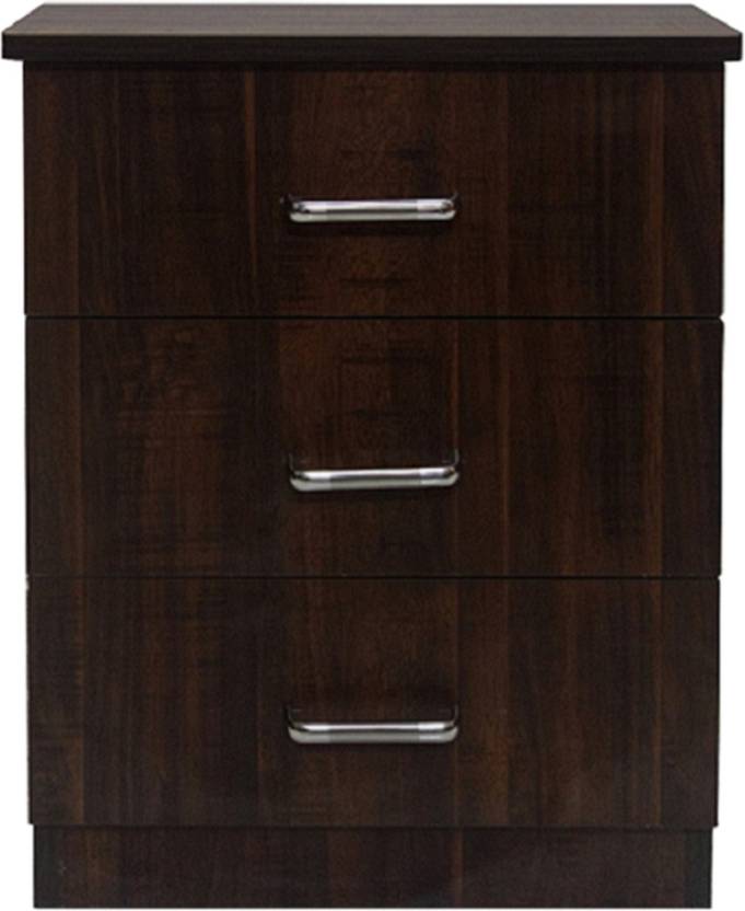 RSPOL 3-DRAWER Engineered Wood Free Standing Chest of Drawers  (Finish Color - SAWCUT DARK, Door Type- Hinged, Pre-assembled)