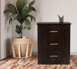 RSPOL 3-DRAWER Engineered Wood Free Standing Chest of Drawers  (Finish Color - SAWCUT DARK, Door Type- Hinged, Pre-assembled)