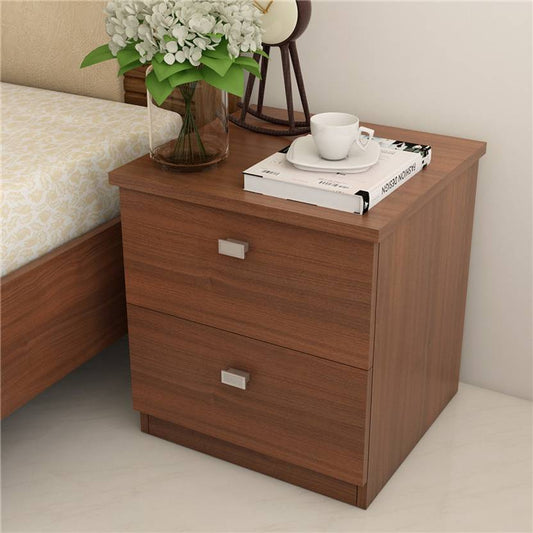 SPACEWOOD Premium Engineered Wood Bedside Table  (Finish Color - WALNUT RIGATO, Knock Down)