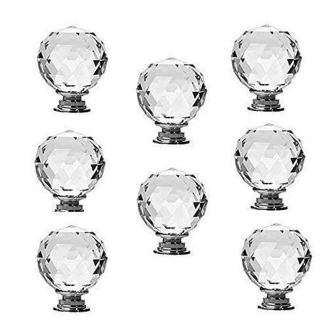 J P Hardware Crystal Glass Knobs, 8x40mm - Pack of 8, Finish Type - Polished