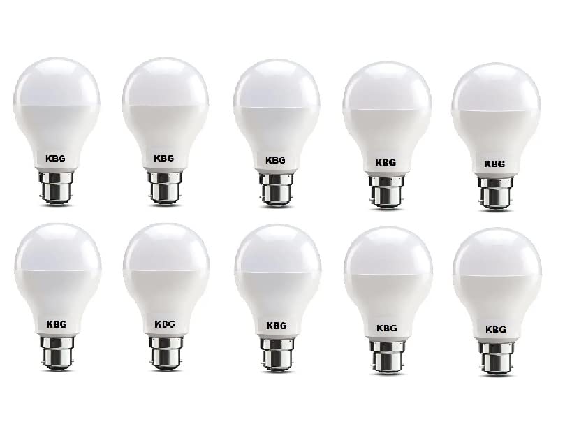 KBG CFL LED Light Bulb Efficient 9W, 6500K Daylight Non-Dimmable LED Light Bulb (White, 10)