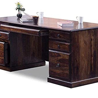 Krishana Art Palace SHEESHAM Wooden Study Table for Students Big Size with 6 Drawers Study Desk Table Office Table for Work from Home Writing Office Desk Computer Desk (Natural Teak Finish)