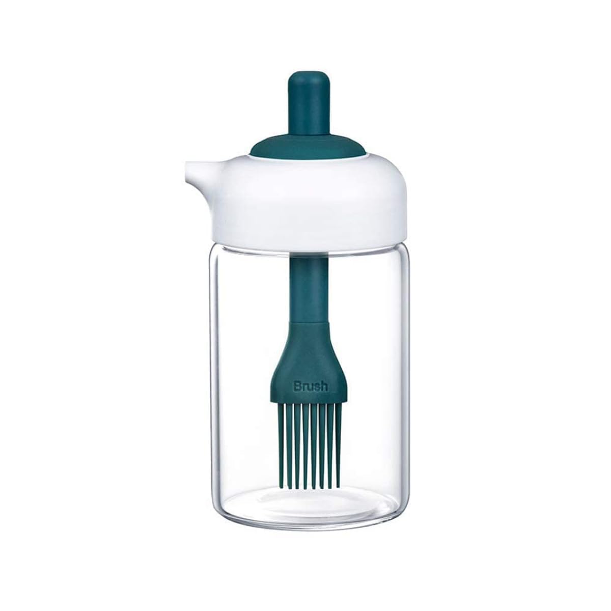 PRIME PICK Glass Oil Dispenser Bottle With Silicone Brush 2 in 1 Silicone Dropper Measuring Oil Dispenser Bottle for Kitchen Cooking Baking BBQ 230 Ml (Pack of 1, Green)