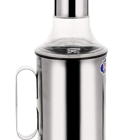 MARU Premium Stainless Steel Oil Dispenser 1 Litre (1000ml) Leak-Proof steel Oil Bottle for Kitchen, Durable Steel Cooking Oil Container with Nozzle & Handle