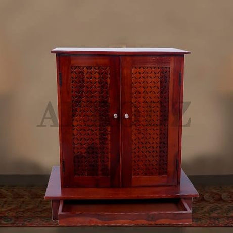 APRODZ Solid Wood Mandir/Prayer Cabinet-Teak