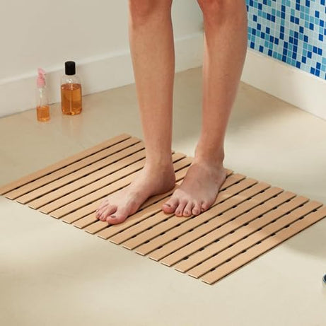 Amazon Brand - Solimo Non Slip-Plastic Shower Mat | Rubber Base | Anti-Skid Bath Mat | 43 cms x 65 cms (Beige)