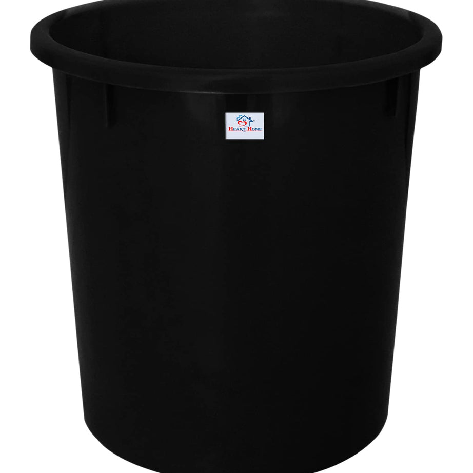 Heart Home Plastic Open Plastic Dustbin Without Lid|Garbage Bin For Home, Kitchen, Office, 5Ltr. (Black)-47HH01029