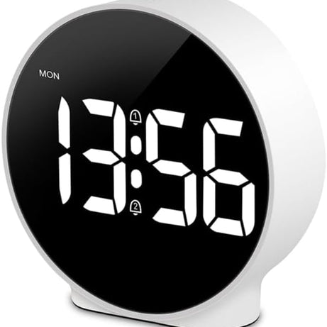 MAPPLE CREATION Digital Alarm Clock, HD LED Display Alarm Clock, Simple Table Clock, Electronic Desk Clock, Dual Alarms, 12/24Hr, 4 Adjustable Brightness for Bedroom, Office, Table,White