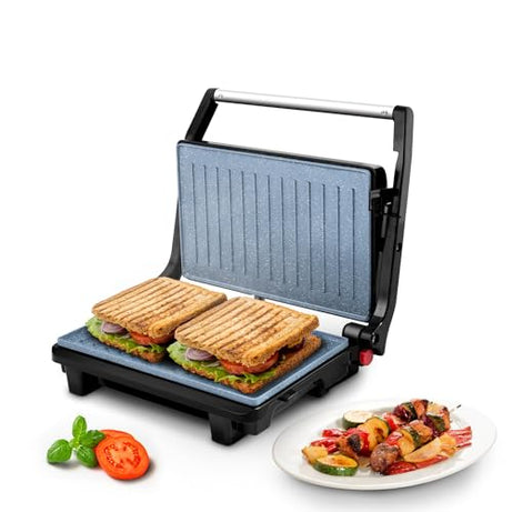 Wipro Elato BS202 1000 Watt Ceramic Grill Sandwich Maker, Scratch Resistant, 180° Open Sandwich Griller, Multifunction, Automatic Cutoff, Non Toxic BPA, PTFE & PFOA Free, 2-Yr Warranty