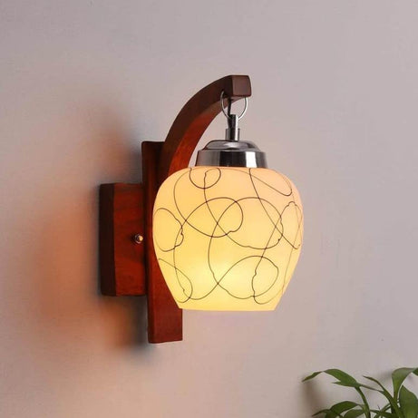 Mahganya Industries Designer Home Decorative Modern Wall lamp for Living Room, Bedside, Bedroom, Decorative Light for Indoor Application without Bulb Round lamp (Blac, White)