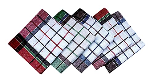 Aak Water Absorbent Check Cloth,Cleaning Towel, Kitchen Napkins, Roti Napkin, Table Napkins, Superior Cotton, Duster, Reusable, Wiping Cloth | Large | Pack of 12