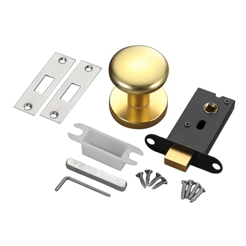 CALANDIS® Passage Door Knob Single Side Zinc Alloy Hidden Lock Hardware Round Doorknob Gold | 1 Passage Door Knob