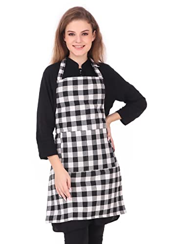 GLUN® Waterproof Unisex Kitchen Apron with Center Pocket and Adjustable Neck Belt (Black)