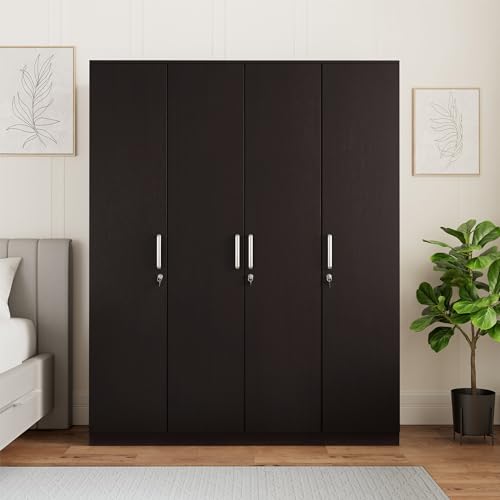 Amazon Brand - Solimo Madray Engineered Wood Wardrobe, Wenge, 4 Door