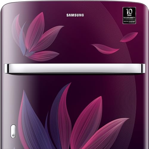 Samsung 215 L, 5 Star, Digital Inverter, Direct-Cool Single Door Refrigerator (RR23D2H259R/HL, Red, Paradise Bloom Purple, Base Stand Drawer)