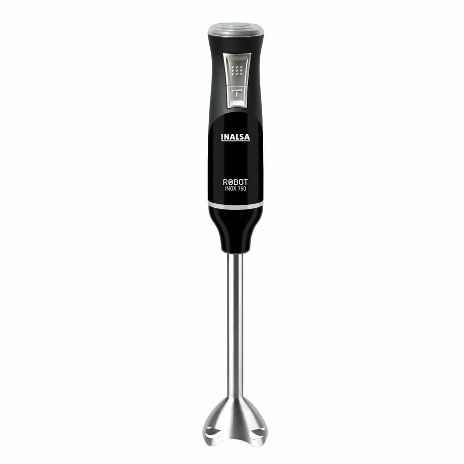 INALSA Hand Blender 750 Watt |Powerful Super Silent 100% Copper Motor| Anti-Splash Technology| Variable Speed And Turbo Function| Stainless Steel Blade & Detachable Stem (Robot Inox 750S), 750 Watt