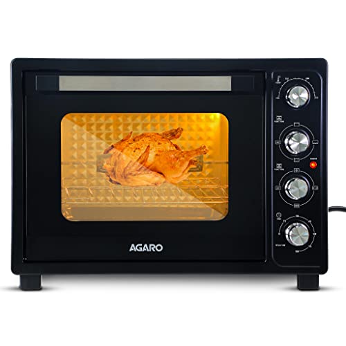 AGARO Royal 60 Litres Oven Toaster Griller, Motorised Rotisserie, Convection, Cake Baking, Chicken Grilling, Inner Lamp, 3 Heating Modes, Black