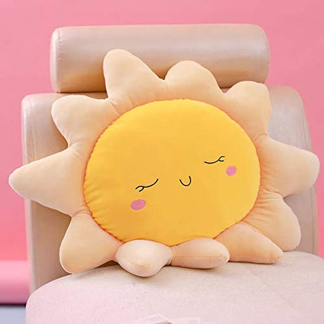 Peach Cuddle Sun Shaped Velvet Cushion for Kids Room, Living Room, Bedroom, Luxury Furnishing, Throw Pillow (16x16 inch, Orange)