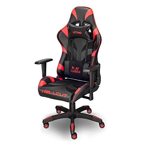 NiTHO HELLCUT Gaming Chair, E-Sports Racing Style Ergonomic High Back Computer Chair Swivel Chair, Red/Black