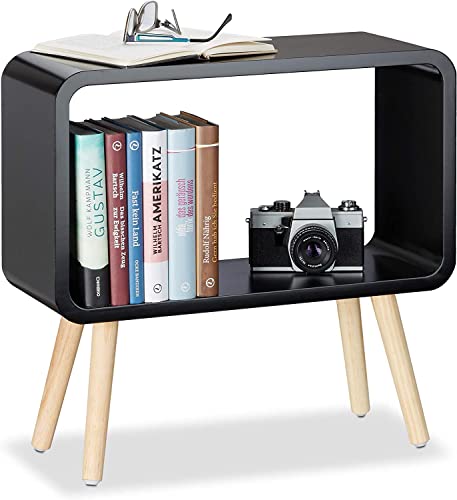 Device Bas with BROWN ART SHOPPEE Bookcase Nightstand Side End Table Bedroom: Bed Side Coffee Table Living Room Bedside Small Spaces Magazine Stand With Storage Engineered Wood Modern Furniture(Black)