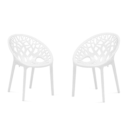 SkyGlamour Crystal PP Oversized Designer Plastic Chair for Balcony, Garden, Home, Indoor&Outdoor Use | Crystal Plastic Chair | Plastic Chairs Set of 2 |Color: White; Set of 2 Chairs