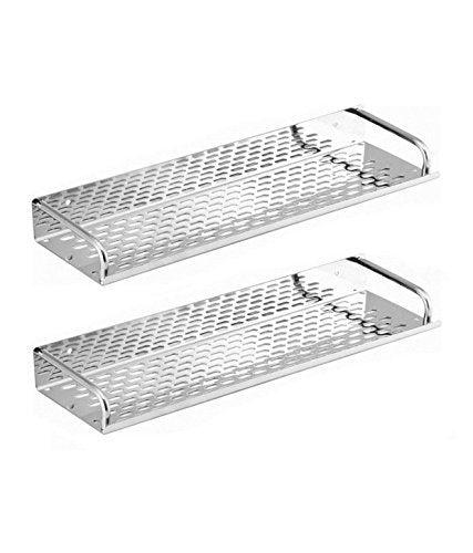 SBD Stainless Steel Multi Purpose Bathroom Shelf Rack Organiser Chrome Finished (15x4.5 Inches) - Pack of 2