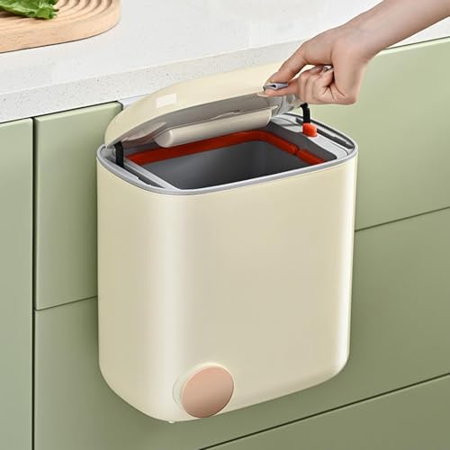 BLURISM Plastic Wall-Mounted Trash Bin, Space-Saving Square Design, 2-in-1 Covered Bathroom Trash Can With Toilet Paper Storage, No Electricity, Easy Installation