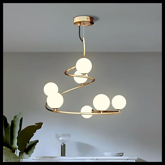 Smartway®- Chandelier for living room,modern,dining table,hall,hanging ceiling light,pendant lamp,56 Watt Enthral Gold,Smart Voice Assist (Google, Alexa), App Control