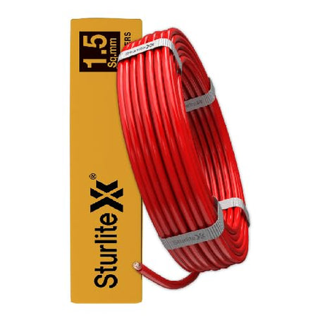 Sturlite Home Guard FR-LF 90 Meter Wire, (1.5 Sq.mm) PVC Insulated High Purity Copper Wire| Multi-Strand, Fire Retardant Anti Rodent Single Coil Flexible Cable (Red)