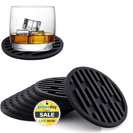 My Creative Hut Silicone Coasters 4" Inches Set Drink Coasters (BLACK, 4.00)