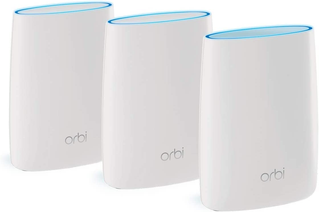 Netgear Orbi High Performance Ac3000 Tri-Band Whole Home Mesh Wifi System with 3Gbps Speed (Rbk53,1 Router&2 Satellite Covers Upto 5000 Sqft) 1 Wan&3 LAN for The Router|4 LAN for Each Satellite,White