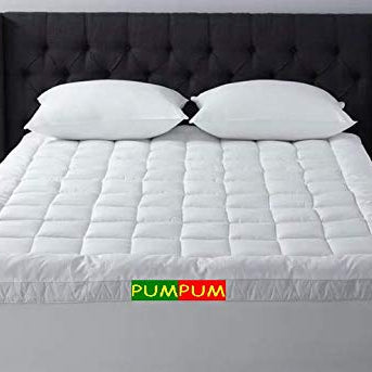 PumPum 600 GSM Hollow Fibre Mattress Padding/Topper for 5 Star Hotel Feel- White (78 X 72 Inch)