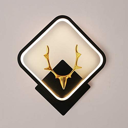 Errol Aluminium Home Decore Led Fancy Wall Light,Night Lamp,Decorative Lamp,Wall Hanging Lights For Bedroom,Living Room,Color(Warm White+Natural White+Cold White).(Black(Square)-Deer Head)