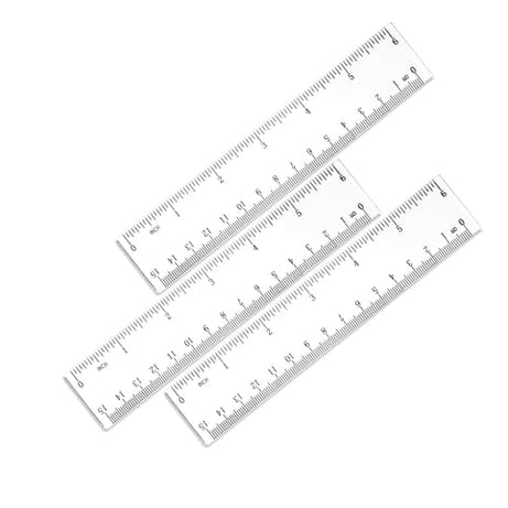 6 Pcs 6 INCH / 15CM Plastic Ruler Scale,Transparent Straight Measuring Tool for School Kids & Office. Patri, Futta for Student/Ofice, Plastic Scale