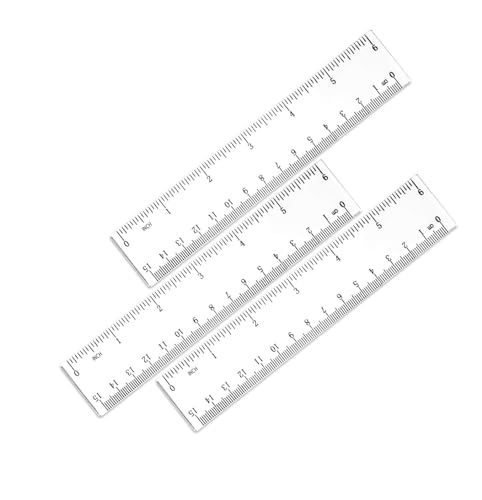 6 Pcs 6 INCH / 15CM Plastic Ruler Scale,Transparent Straight Measuring Tool for School Kids & Office. Patri, Futta for Student/Ofice, Plastic Scale