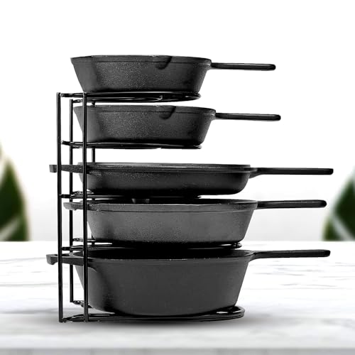 WonderStand Heavy Duty Pot Pan Rack Organizer (5-Tier), Pan Rack Holder and Organizer Rack for Home/Kitchen