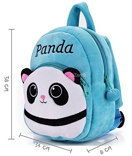 DZert Kids School Bag Soft Plush Backpacks Cartoon Boys Girls Baby (2-5 Years) (Panda Light Blue)