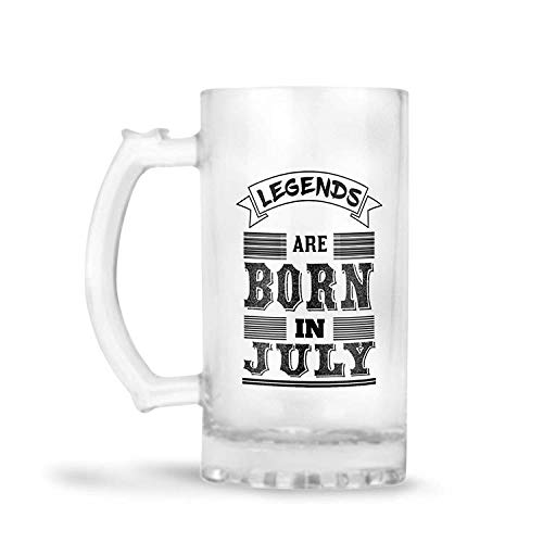 YuBingo Personalized Frosted Beer Mug - Legends Born in July, Birthday Gift for Boss, Brother, Father