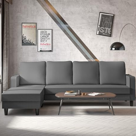 Adorn India Wood Chandler L Shape 5- to 6-Person Sofa Sofa Set Plain (Left Hand Side) Grey