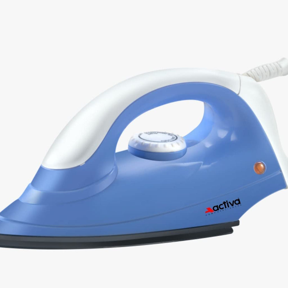 ACTIVA Plastic Coral 900 Watts Light Weight Dry Iron Blue & White Come With 1+1 Year Warranty (Coral_Dry Iron)