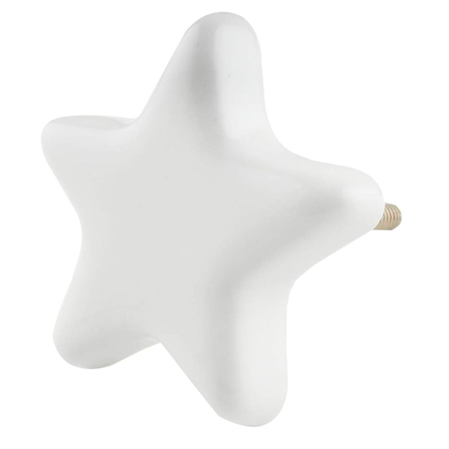 IndianShelf 4 Pieces White Star Ceramic Luxury Drawer Knobs for Kitchen Cabinet Hardware Door Pulls Decorative Dresser Décor