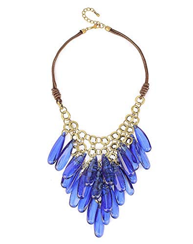 Rhea Electric Blue Cracked Glass Bead Effect Chandelier Necklace